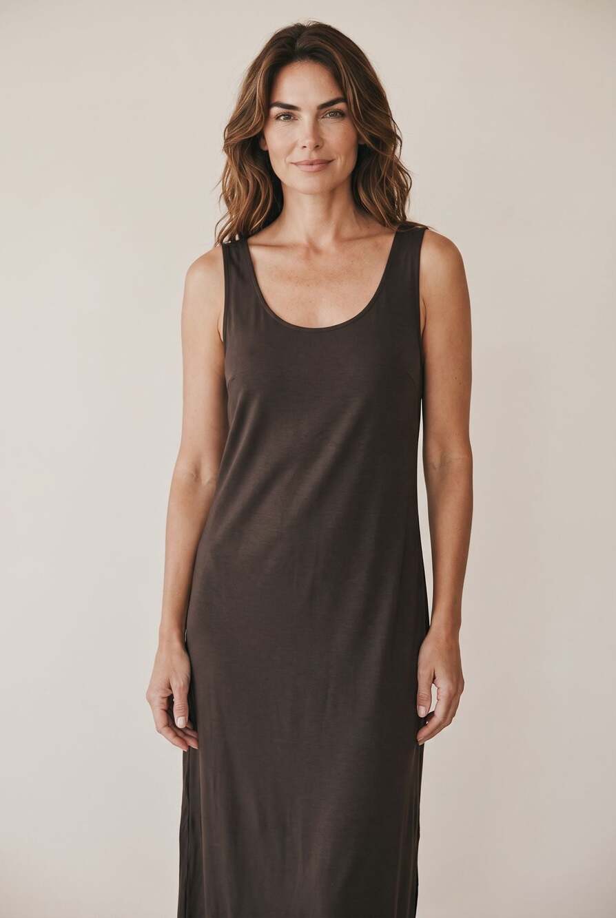 alice + olivia Brown Sleeveless Scoop Neck Maxi Dress with Back Zipper